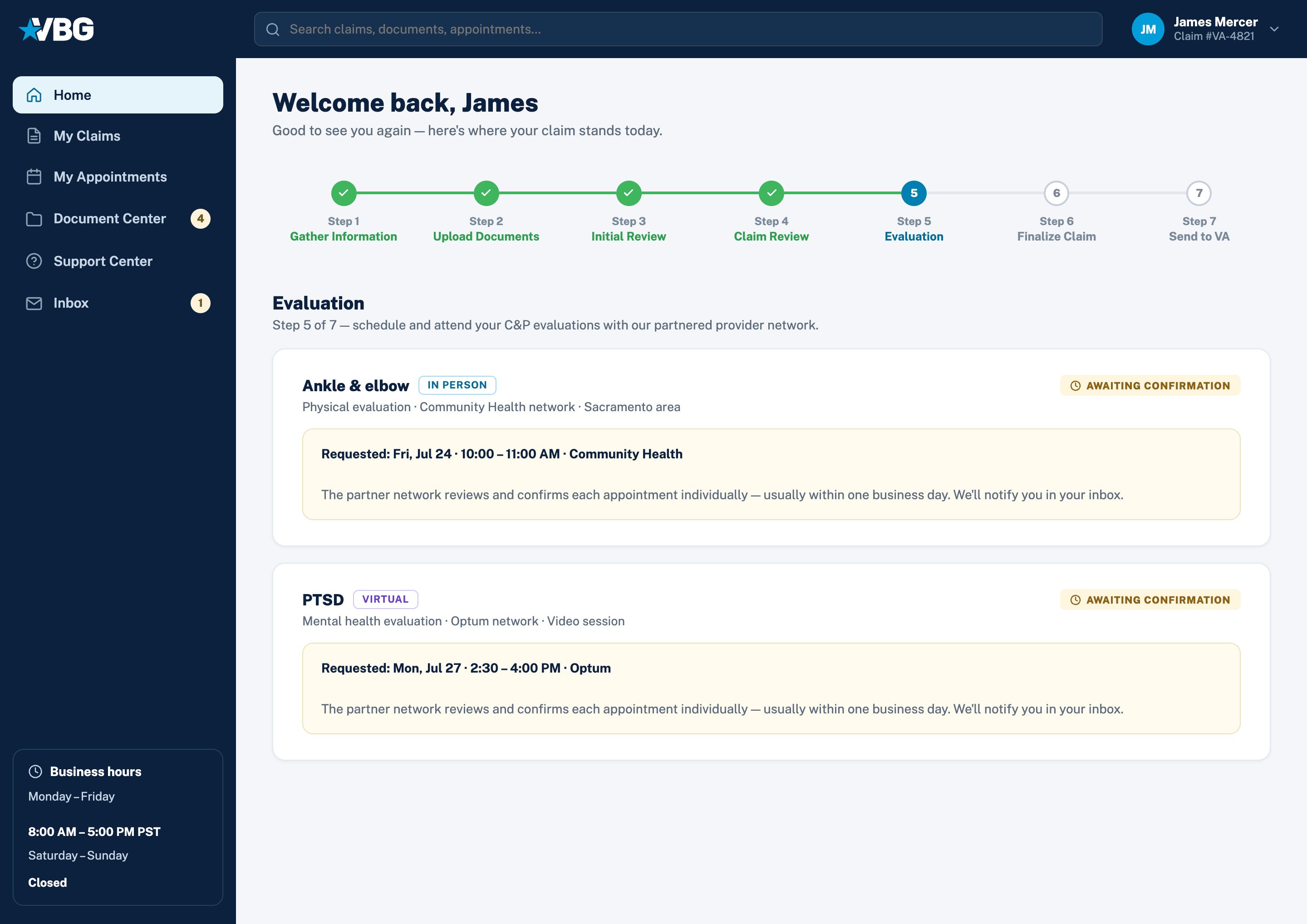 Final scheduling screen