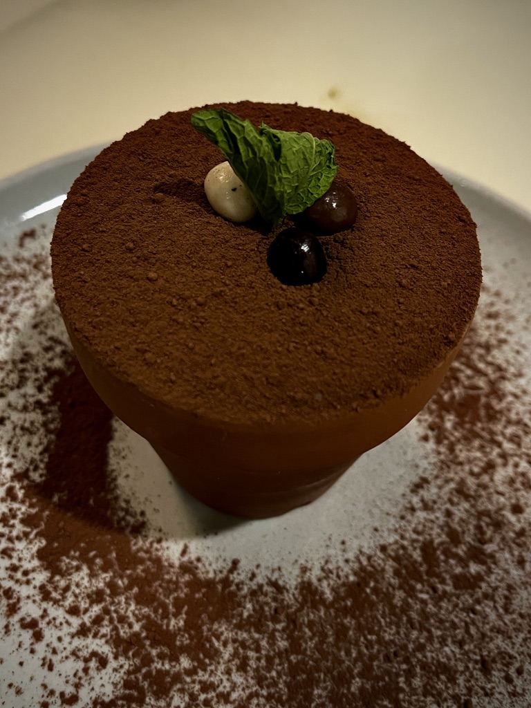 Flower-pot chocolate dessert