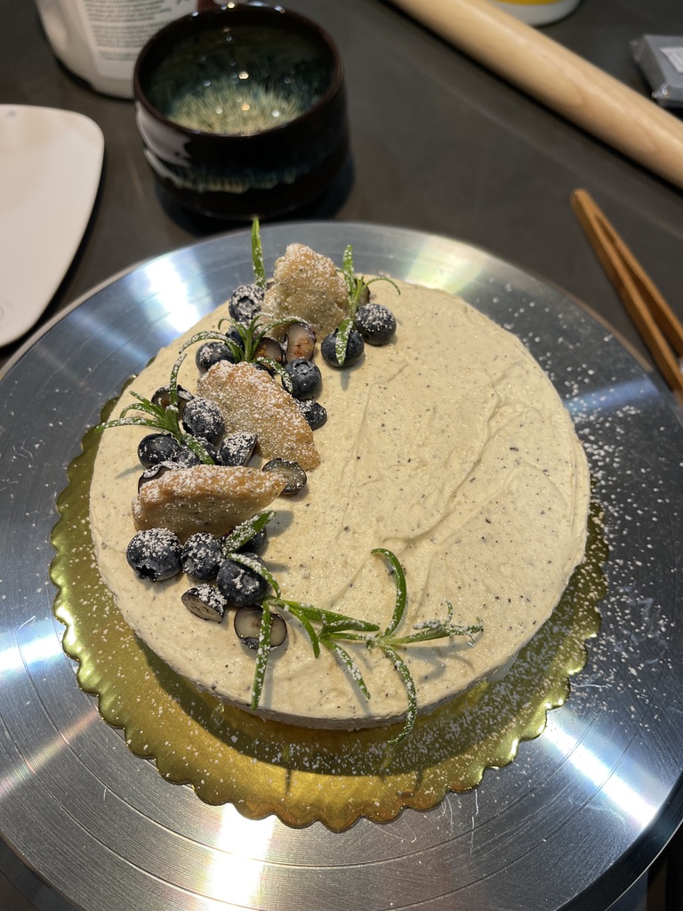 Blueberry rosemary cheesecake