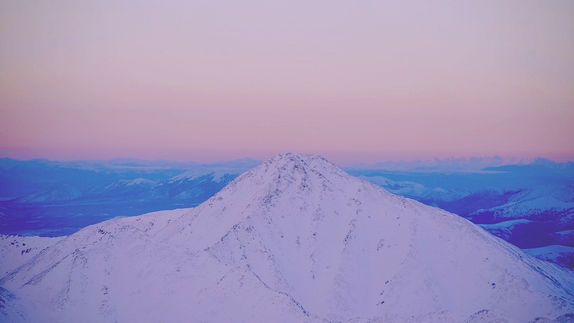Snowy peak at dusk