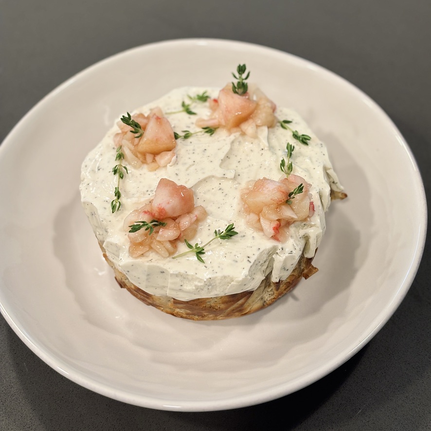 Peach and thyme cheesecake