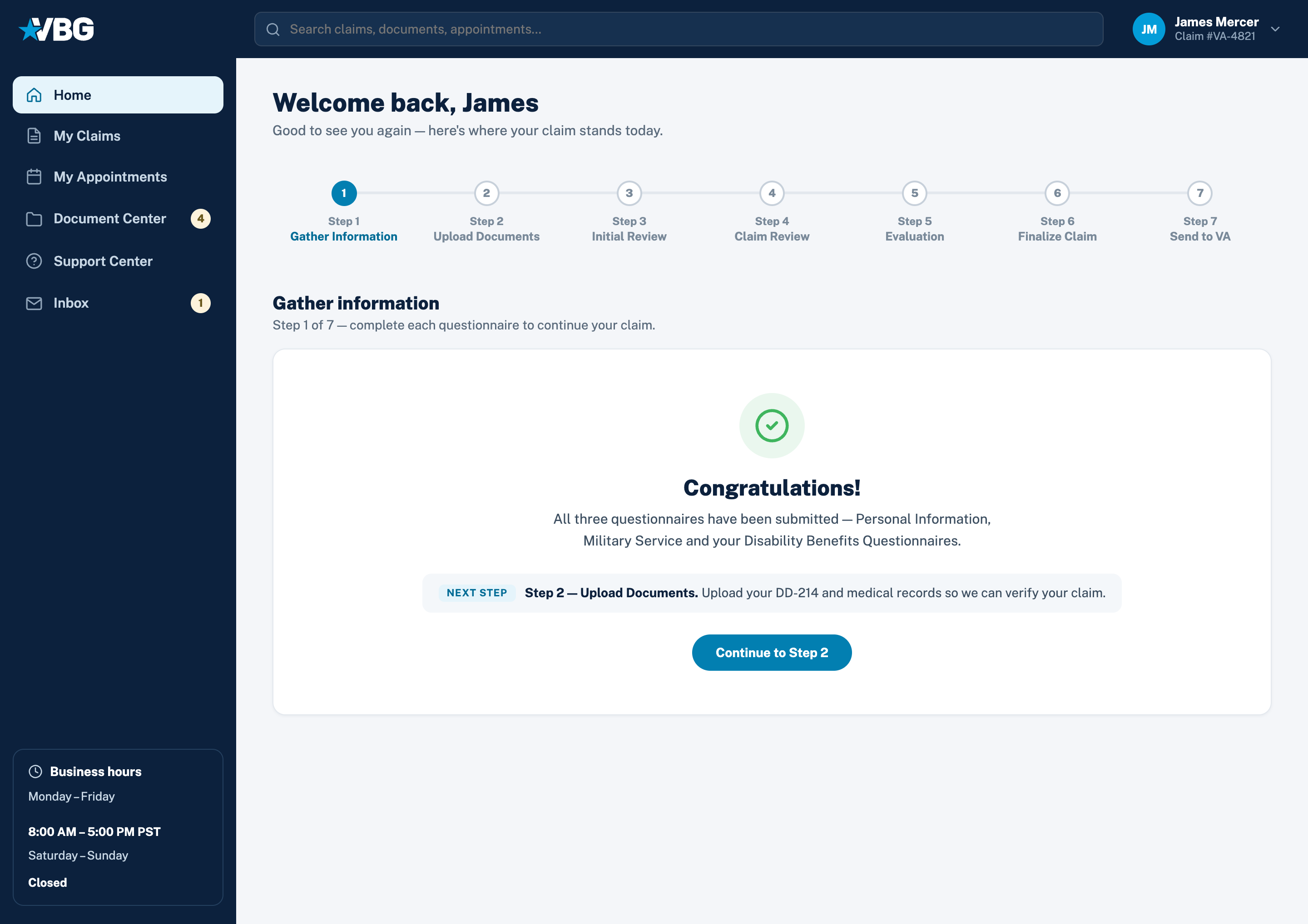 Final dashboard — step completed